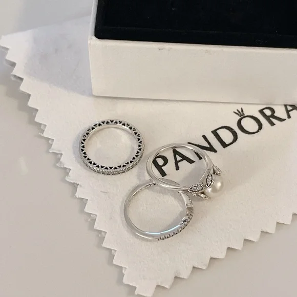 PANDORA RINGS 3 PIECES SET - Picture 2 of 6